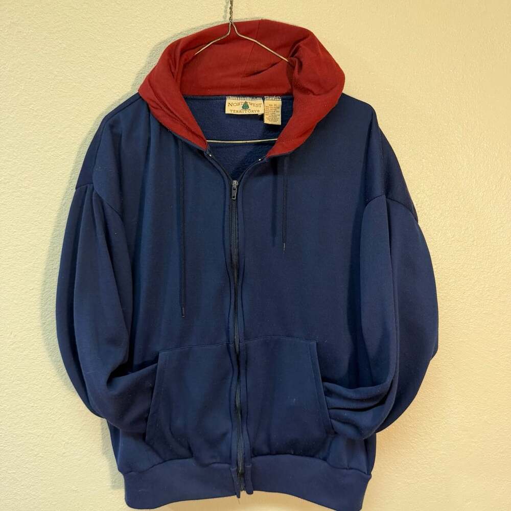 Northwest Territory Full Zip Hoodie Size XL Blue Red Fleece Jacket